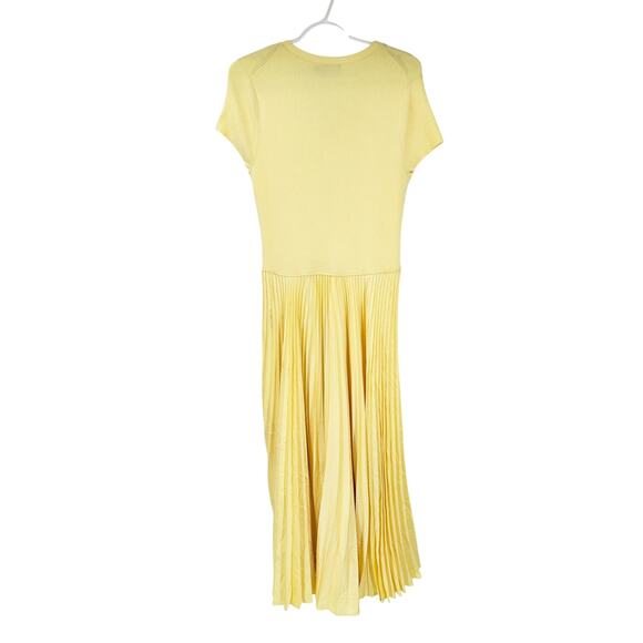 Polo Ralph Lauren Yellow Lace Up Pleated Short Sleeve Midi Dress Size Large - Picture 4 of 8